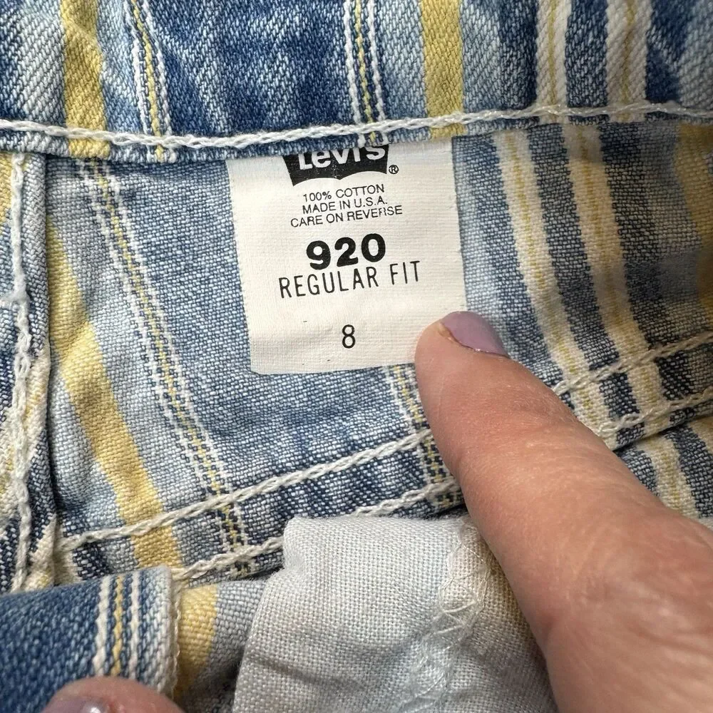 Vintage Levi's High Waist Orange Tab Striped Denim Shorts - Picture 9 of 9